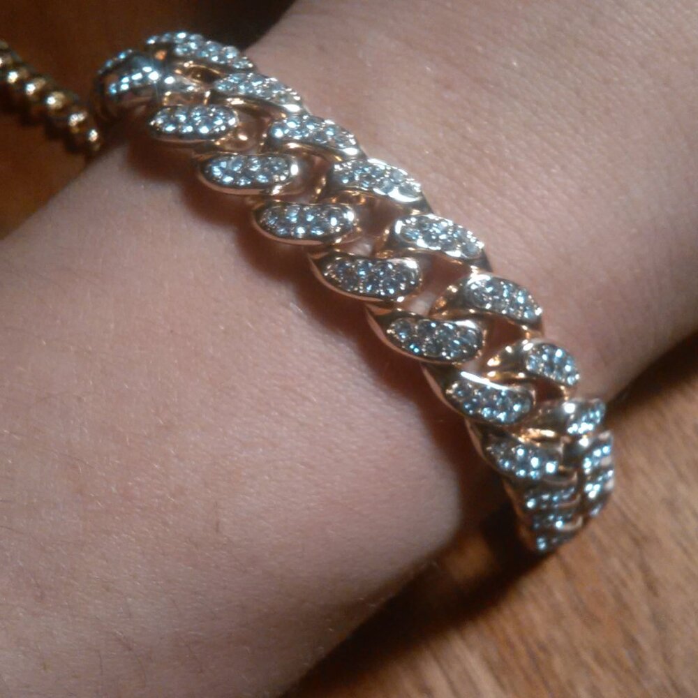 Austrian Crystal Curb Link Goldtone Bracelet